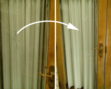 Broken window fixed .